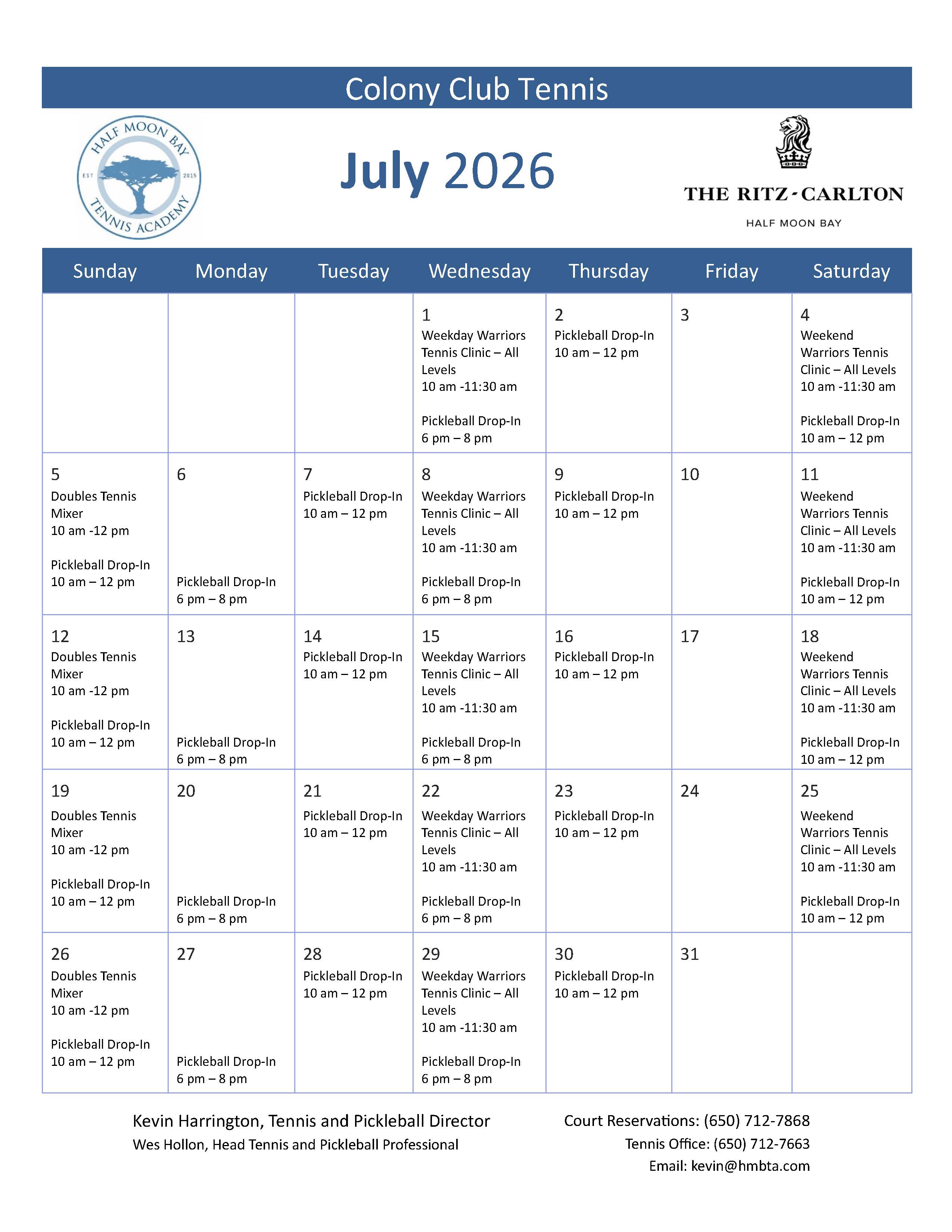 monthly calendar